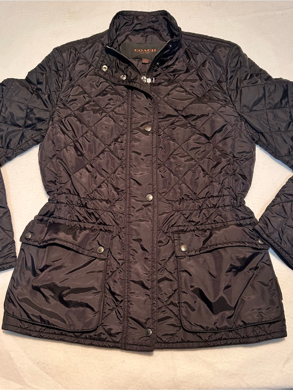 COACH Black Diamond Quilted Lightweight Barn Jacket Coat Sz Small